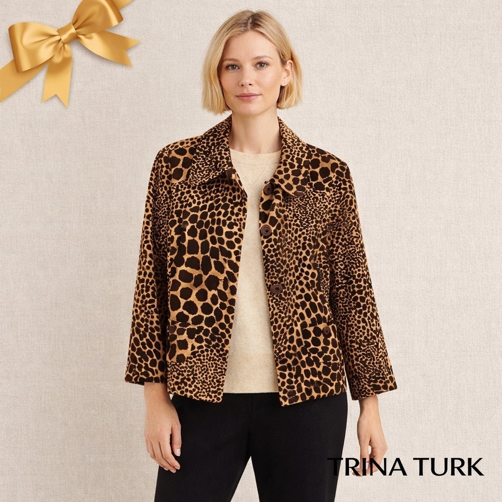 Trina Turk Corduroy Leopard Jacket 10